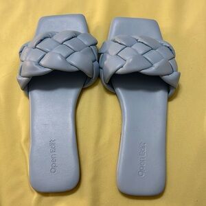 New - No Nox Open Edit Lucca Blue Skyride Slip On Flat Slide Sandal Size 6.5